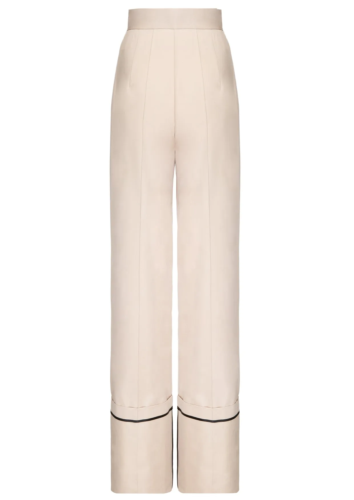 Wide-Leg Ribboned Cotton-Mix Trousers