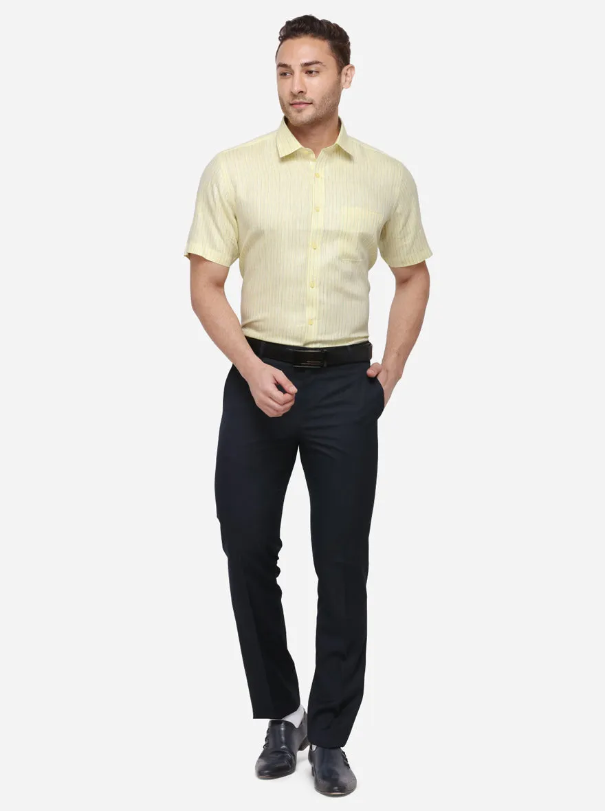 Yellow Striped Regular Fit Formal Shirt | JadeBlue